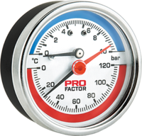 Термоманометр d53 1/4 10 бар горизонтальный (0-120*c) Pro Factor (PF SG 871-10)
