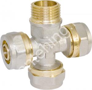 PF Крестовина для м/п труб 16х1/2 ц/ц/ц/нар (PF PF 492) - картинка 1