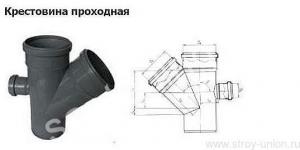 Крест КОСОЙ проходной 110х110х45*х50х90 ПП Серый - картинка 1